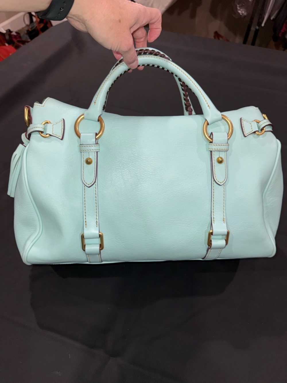 Dooney & Bourke Light Blue Large Florentine Leather Satchel - Picture 4 of 13